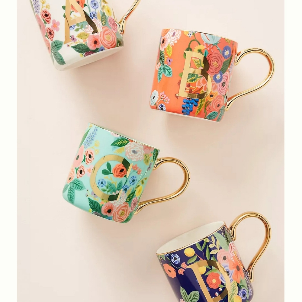 Letter F Anthropologie Floral Mug
